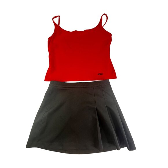 DKNY Red Spaghetti Strap Top & Black Varsity Cheerleader Skirt Set L / XL - Picture 4 of 8